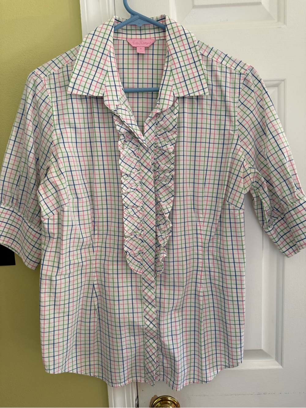 Lilly Pulitzer Short Sleeve Ruffled Front Blouse